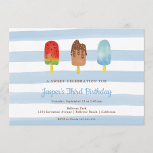 Sweet Treys Blue Boys Birthday Party Kaart