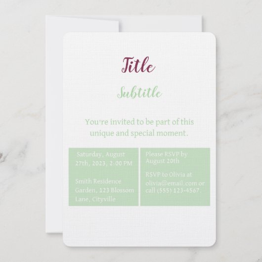 Sweet Trillium Botanical Print Invitation (Dos)