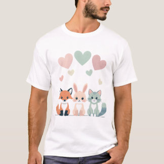 Sweet Trio – Pastel Baby Dierlijke Illustratie T-shirt