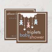 Sweet Triplets Mobiel Baby shower Uitnodiging (Voorkant / Achterkant)