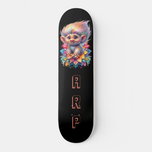 *~* Sweet Troll AP89 Neon Black Initialen Flower Skateboard (Voorkant)