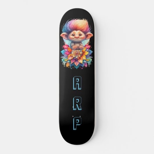 *~* Sweet Troll AP89 Neon Rainbow Initialen Flower Skateboard (Voorkant)