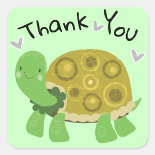Sweet Turtle Dank je Vierkante Sticker