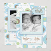 Sweet Twin Boys Jacquard photo Faire-part de naiss (Devant / Derrière)