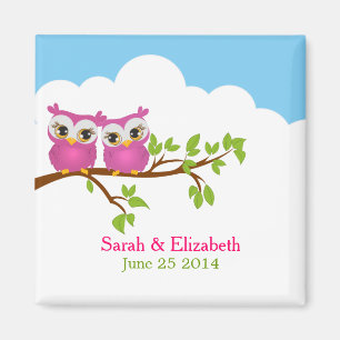 Sweet Twins Owls Girl Baby Magnet