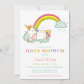 Sweet Unicorn Baby shower Invitation arc-en-ciel (Devant)