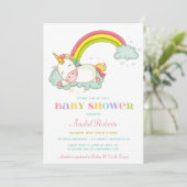 Sweet Unicorn Baby shower Invitation arc-en-ciel (Debout devant)