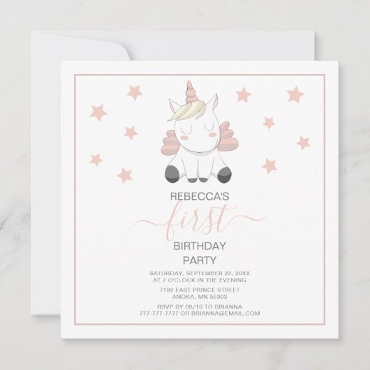 Sweet Unicorn en Sars Birthday Kaart (Voorkant)