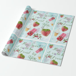 Sweet Valentijn Quote Aardbeienijs Cadeaupapier