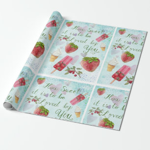 Sweet Valentijn Quote Aardbeienijs Cadeaupapier