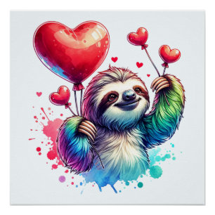 Sweet Valentijn Sloth Perfect Poster