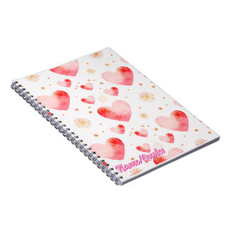 Sweet Valentine Heart Pattern with Golden Glitter Notitieboek