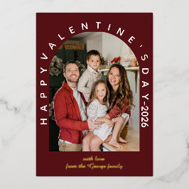 Sweet Valentine Wishes Modern Arch Family Photo Folie Feestdagenkaart