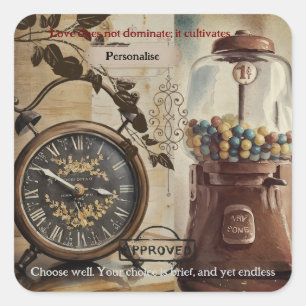 Sweet Vending Machine Alarm Clock Quotes Vierkante Sticker