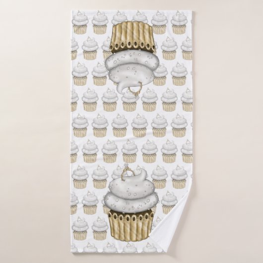 Sweet Verloving Cupcake Badhanddoek (Badhanddoek)