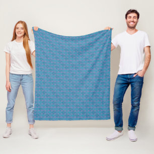 Sweet Vibrant Blue Hearts op aangepaste kleur Fleece Deken