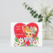 Sweet Vintage 1950s Petite fille Valentine Carte p (Debout devant)