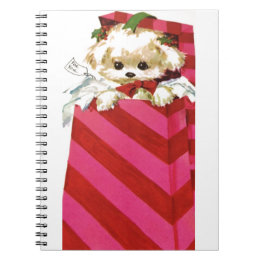 Sweet Vintage-kerstpuppy Bichon Lhasa Maltees Notitieboek