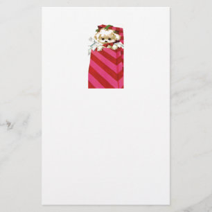 Sweet Vintage Kerstpuppy Bichon Lhasa Maltese Briefpapier