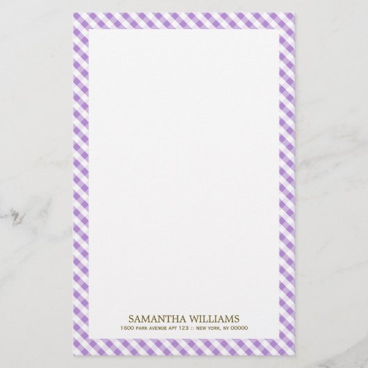 Sweet Violet Gingham Pattern Briefpapier (Voorkant)