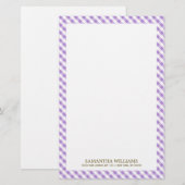 Sweet Violet Gingham Pattern Briefpapier (Voorkant / Achterkant)