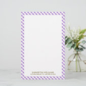 Sweet Violet Gingham Pattern Briefpapier (Staand voorkant)