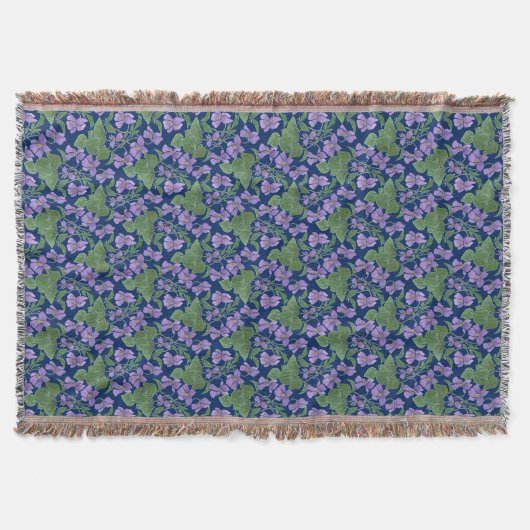 Sweet Violets Mauve Floral Pattern Throw Blanket Deken (Voorkant)