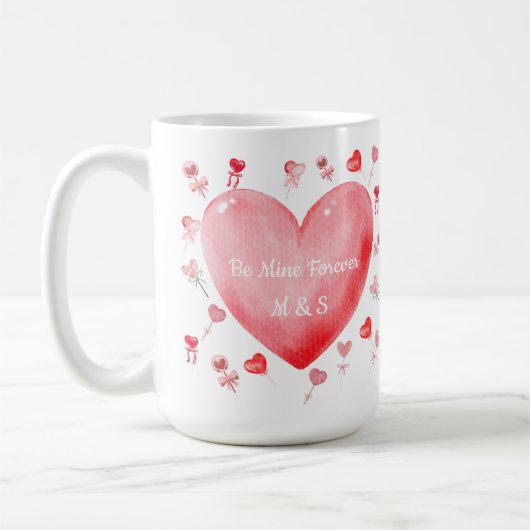 Sweet Watercolor Heart Valentine Mug (Gauche)