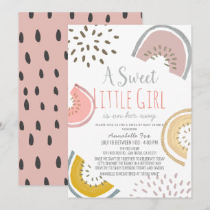 Sweet Watermelon Boho Drive-by Baby shower Kaart