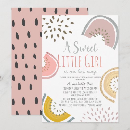Sweet Watermelon Boho Virtual Baby shower Kaart (Voorkant / Achterkant)
