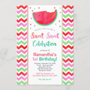 Sweet Watermelon Girl Birthday Party Invitation Kaart
