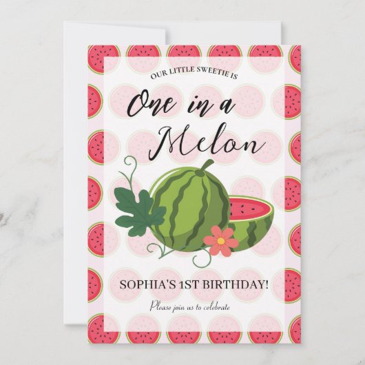Sweet Watermelon Ribbon Été Invitation (Devant)