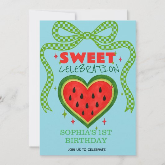 Sweet Watermelon Ribbon Été Invitation (Devant)