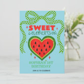 Sweet Watermelon Ribbon Été Invitation (Debout devant)