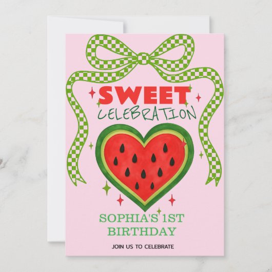 Sweet Watermelon Ribbon Été Invitation (Devant)