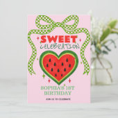 Sweet Watermelon Ribbon Été Invitation (Debout devant)