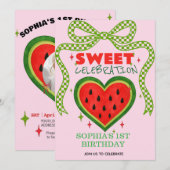 Sweet Watermelon Ribbon Été Invitation (Devant / Derrière)