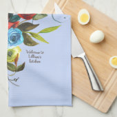 Sweet Waterverf Bouquet Periwinkle  Theedoek (Quarter Fold)