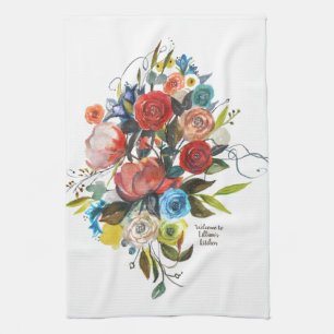Sweet Waterverf Bouquet White Theedoek