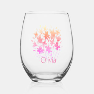 Sweet Waterverf Flower Design Wijnglas Zonder Voet