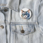 Sweet Waterverf Grey Cat Ronde Button 5,7 Cm (In situ)