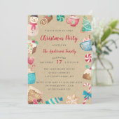 Sweet Waterverf kerstfeest uitnodiging (Staand voorkant)