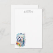 Sweet Waterverf Maltese Dog Custom Dank u Notitiekaartje (Voorkant / Achterkant)