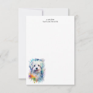 Sweet Waterverf Maltese Dog Custom Dank u Notitiekaartje