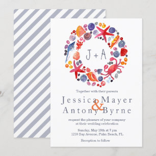 Sweet Waterverf Nautical Wreath Beach Weddenschap Kaart