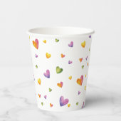 Sweet Waterverf Rainbow Hearts Pattern Papieren Bekers (Achterkant)