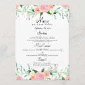 Sweet Waterverf Roze Peach Bruiloft Diner Menu (Voorkant)