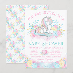 Sweet Waterverf Unicorn Baby shower Kaart