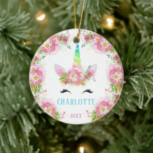 Sweet Waterverf Unicorn kerstversiering Keramisch Ornament