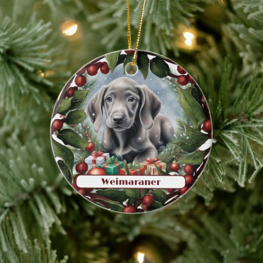 Sweet Weimaraner Puppy Custom Kerstmis Keramisch Ornament (Boom)